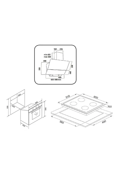 EXEP BASİC EĞİK BEYAZ ANKASTRE SET (ED401-EO330-EF200) - Resim 5