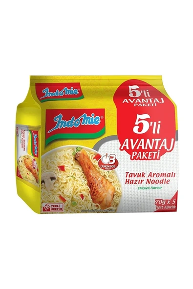 İndomie 5'li Tavuk Aromalı Hazır Noodle ürün görseli 1