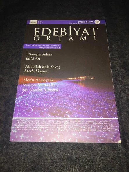 EDEBİYAT ORTAMI Eylül Ekim 2017 Sayı 58 İDRİSİ ÂN,Sümeyra Sıddık (Sahafiye Kitap) ürün görseli 1