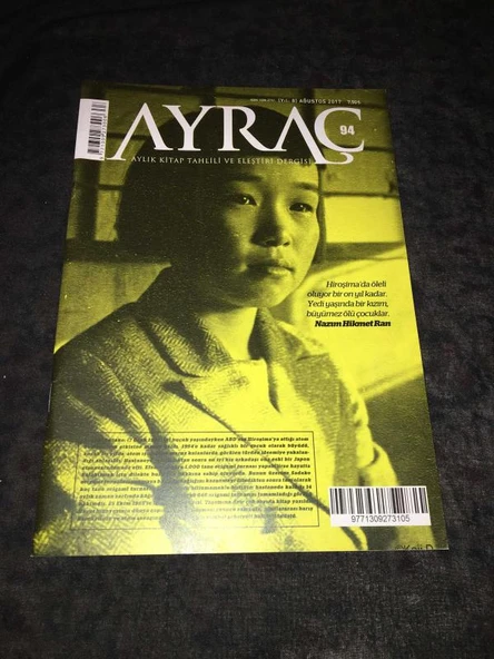 AYRAÇ Dergisi Ağustos 2017 Sayı 94 Can Yücel KİMSESİZ GÜZEL'E TÜRKÜ YAKAN KURBAĞA - Şahin Torun (Sahafiye Kitap) ürün görseli 1
