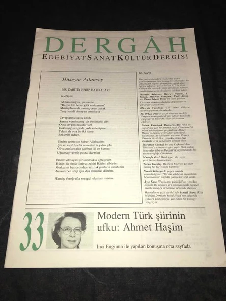 DERGAH Dergisi Kasım 1992 Sayı 33 YEŞİLÇAM GÜNLÜĞÜ,Ayşe Şasa (Sahafiye Kitap) ürün görseli 1