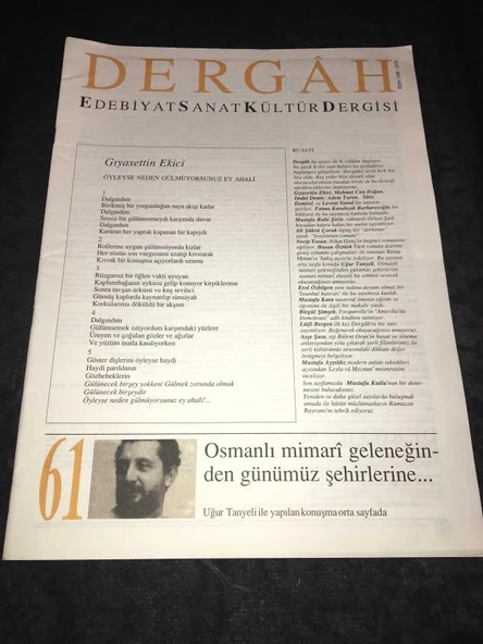 DERGAH Dergisi Mart 1995 Sayı 61 Osmanlı Mimari Geleneğinden Günümüz Şehirlerine (Sahafiye Kitap) ürün görseli 1