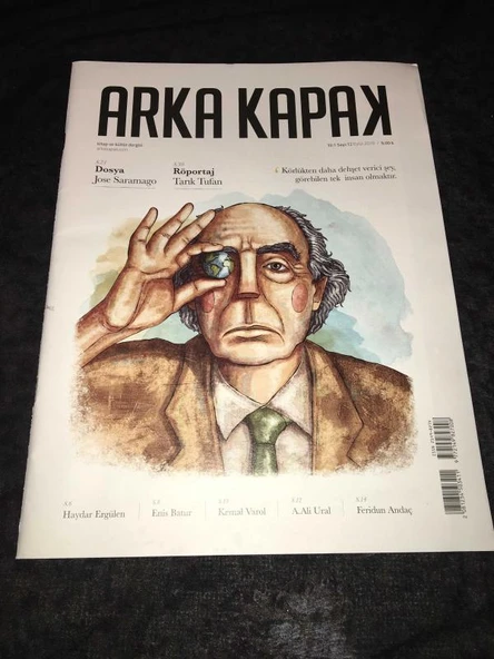 ARKA KAPAK Kitap ve Kültür Dergisi Eylül 2016 Sayı 12 Dosya JOSE SARAMAGO (Sahafiye Kitap) ürün görseli 1
