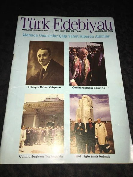 TÜRK EDEBİYATI Dergisi Ekim 1996 Sayı 276 Mânâda Onarımlar Çağı Yahut Alperen Adımlar (Sahafiye Kitap) ürün görseli 1
