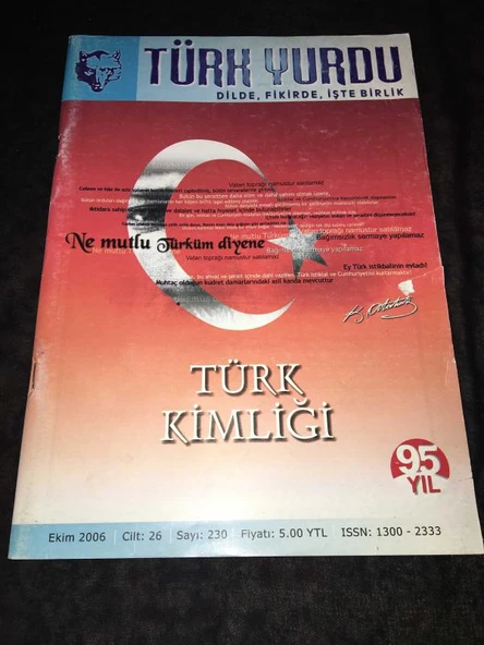 TÜRK YURDU Ekim 2006 Cilt 26 Sayı 230 Türkçülüğün Zonguldak'tan Yükselen Sesi 1940'lı Yılların DOĞU Dergisi - Doğu Karaoğuz (Sahafiye Kitap) ürün görseli 1