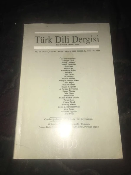 TÜRK DİLİ Dergisi Kasım Aralık 1998 Sayı 69 Rüştü Ergun ve Türk Dili - AHMET MİSKİOĞLU (Sahafiye Kitap) ürün görseli 1