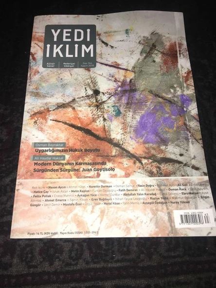 YEDİ İKLİM Kasım 2018 Sayı 344 Modern Dünyanın Karmaşasında Sürgünden Sürgüne JUAN GOYTİSOLO - Ali Haydar Haksal (Sahafiye Kitap) ürün görseli 1