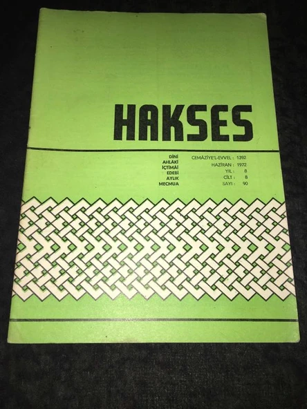 HAKSES Dergisi Haziran 1972 Sayı 90 İVRİNDİ MÜFTÜSÜNÜ KAYBETTİK,Hakses (Sahafiye Kitap) ürün görseli 1