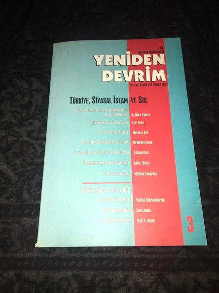 YENİDEN DEVRİM Sayı 3 TÜRKİYE,SİYASAL İSLAM VE SOL (Sahafiye Kitap) ürün görseli 1