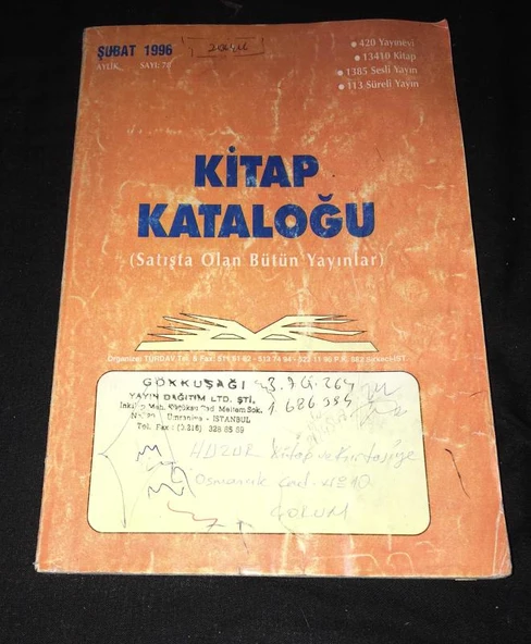 KİTAP KATALOĞU Satışta Olan Bütün Yayınlar Şubat 1996 Sayı 78 (Sahafiye Kitap) ürün görseli 1