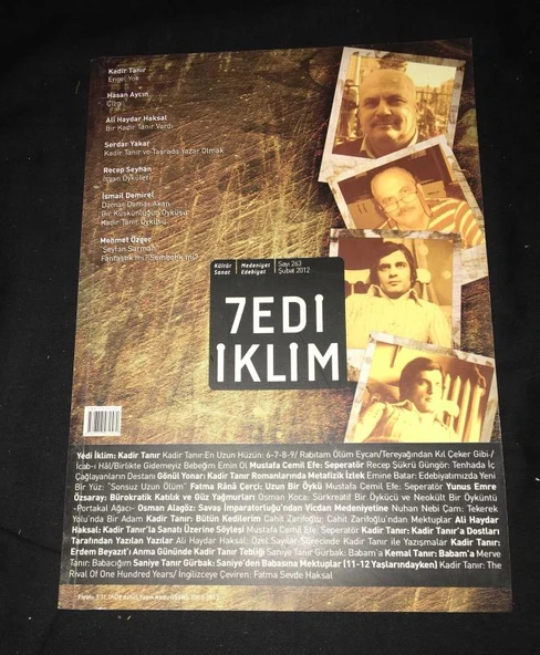 7EDİ İKLİM Şubat 2012 Sayı 263 Cahit Zarifoğlu CAHİT ZARİFOĞLU'NDAN MEKTUPLAR (Sahafiye Kitap) ürün görseli 1