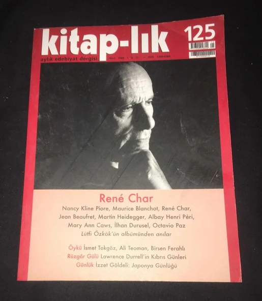 KİTAP-LIK Dergisi Mart 2009 Sayı 125 RENE CHAR (Sahafiye Kitap) ürün görseli 1