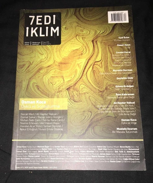 7EDİ İKLİM Ekim 2014 Sayı 295 OSMAN KOCA - Öykü ve Soruşturma (Sahafiye Kitap) ürün görseli 1