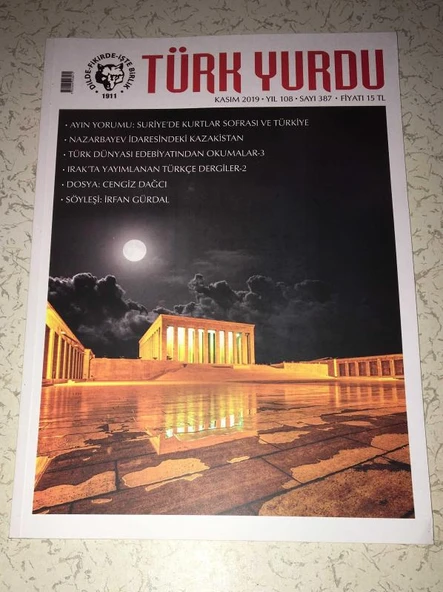 TÜRK YURDU Kasım 2019 Sayı 387 Irak'ta Yayımlanan Türkçe Dergiler 2 (Sahafiye Kitap) ürün görseli 1