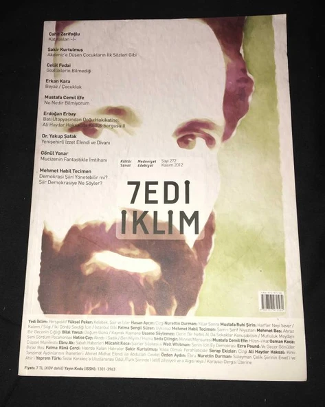 7EDİ İKLİM Kasım 2012 Sayı 272 CAHİT ZARİFOĞLU - Katıraslan 1 (Sahafiye Kitap) ürün görseli 1