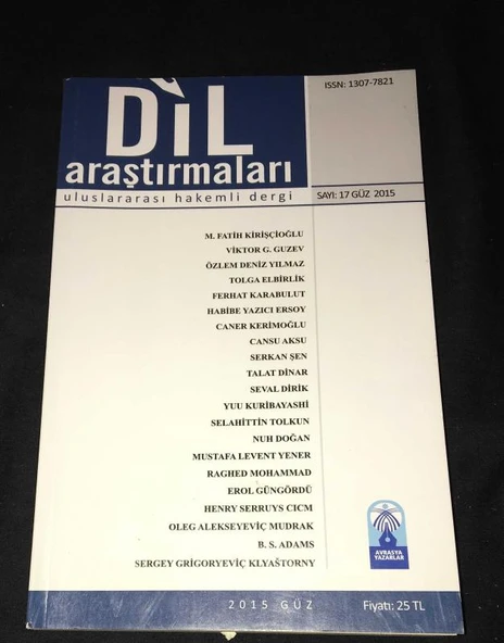 DİL ARAŞTIRMALARI Dergisi Güz 2015 Sayı 17 (Sahafiye Kitap) ürün görseli 1