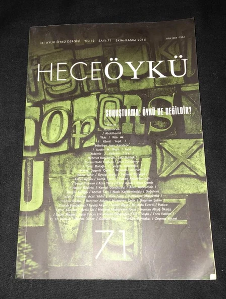 HECEÖYKÜ Dergisi Ekim Kasım 2015 Sayı 71 Soruşturma ÖYKÜ NE DEĞİLDİR (Sahafiye Kitap) ürün görseli 1