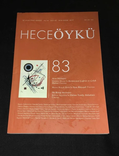 HECEÖYKÜ Dergisi Ekim Kasım 2017 Sayı 83 Ayın Söyleşisi: ZEYNEP HİCRET'LE KIRMIZININ ÇAĞRISI VE ÇOLAK HATTAT ÜZERİNE (Sahafiye Kitap) ürün görseli 1