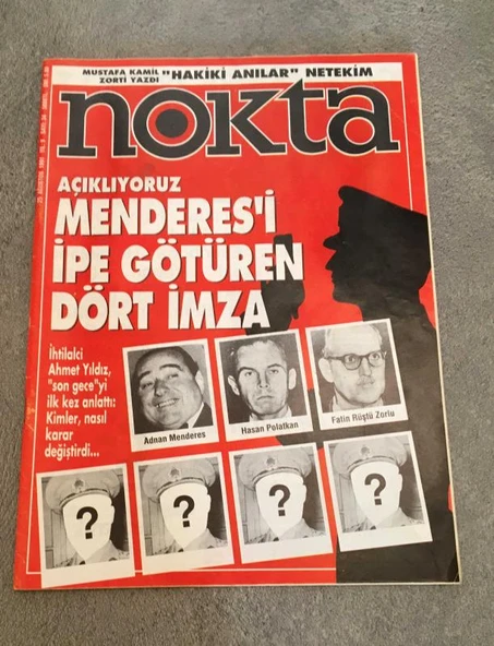 NOKTA Dergisi 25 Ağustos 1991 Sayı 34 MENDERES'İ İPE GÖTÜREN DÖRT İMZA (Sahafiye Kitap) ürün görseli 1