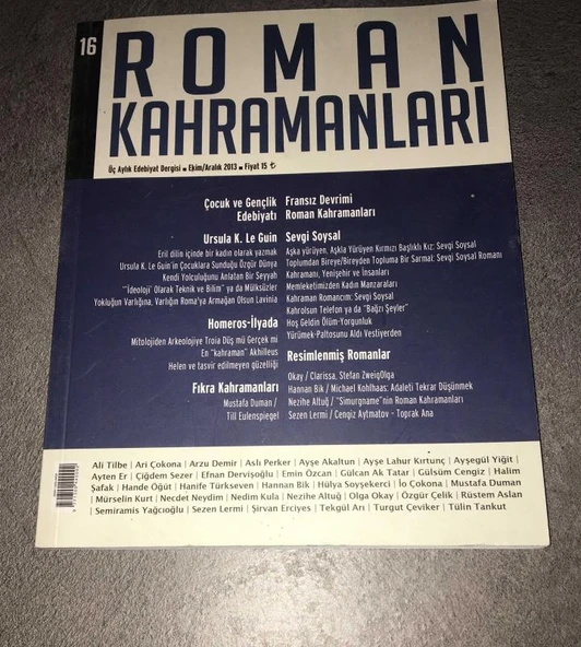 ROMAN KAHRAMANLARI Ekim Aralık 2013 Sayı 16 Çocuk ve Gençlik Edebiyatı (Sahafiye Kitap) ürün görseli 1