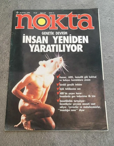 NOKTA Dergisi 30 Eylül 1990 Sayı 39 GENETİK DEVRİM İNSAN YENİDEN YARATILIYOR (Sahafiye Kitap) ürün görseli 1