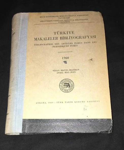 TÜRKİYE MAKALELER BİBLİYOGRAFYASI 1960 Sayı 1,2,3,4 +indeks [Tek Ciltte] (Sahafiye Kitap) ürün görseli 1