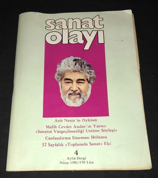 SANAT OLAYI Nisan 1981 Sayı 4 AZİZ NESİN'İN ÖYKÜSÜ (Sahafiye Kitap) ürün görseli 1