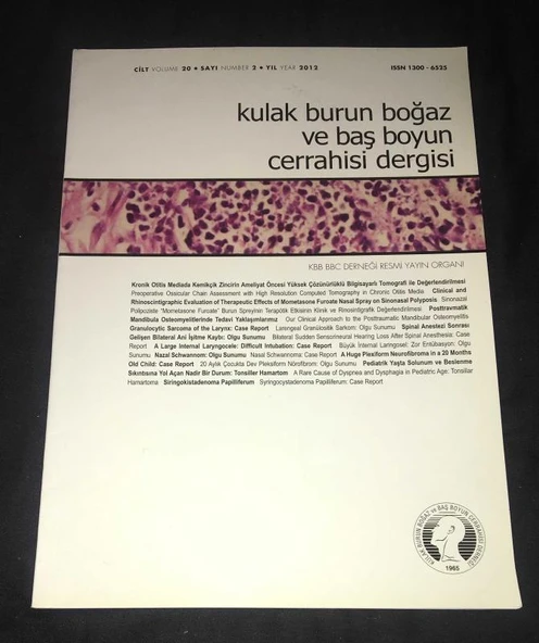 KULAK BURUN BOĞAZ VE BAŞ BOYUN CERRAHİSİ DERGİSİ 2012 Sayı 2 (Sahafiye Kitap) ürün görseli 1
