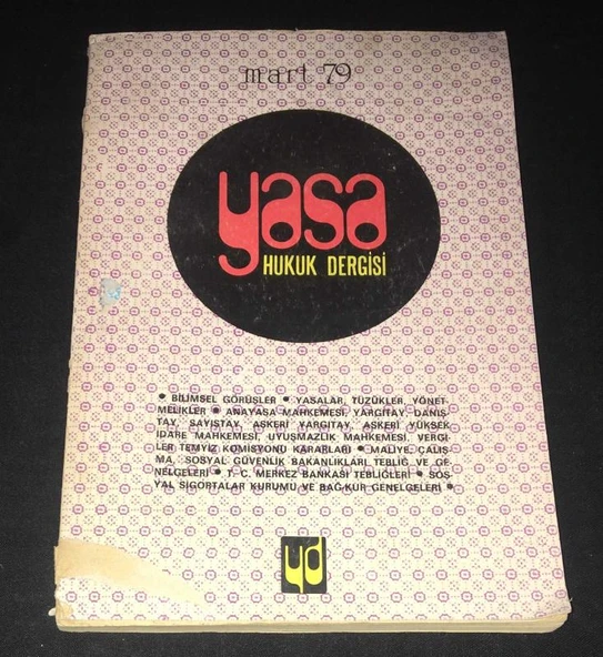 YASA HUKUK DERGİSİ Mart 1979 Sayı 3 (Sahafiye Kitap) ürün görseli 1