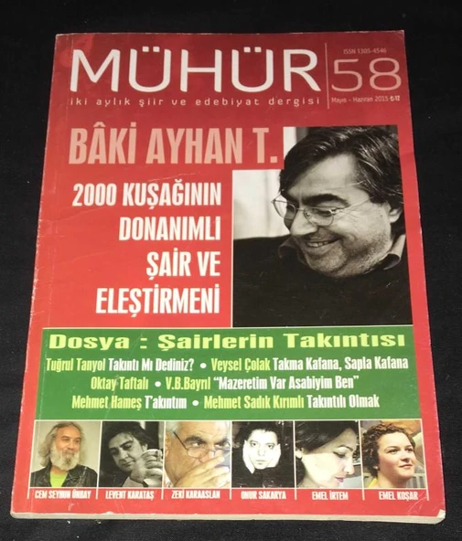 MÜHÜR Dergisi Mayıs Haziran 2015 Sayı 58 Dosya ŞAİRLERİN TAKINTISI (Sahafiye Kitap) ürün görseli 1