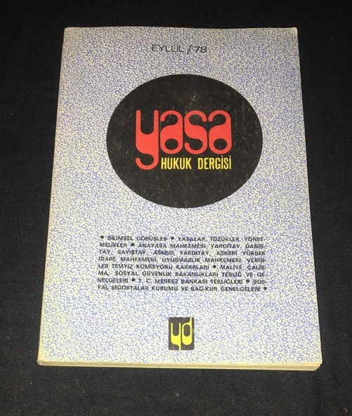YASA HUKUK DERGİSİ Eylül 1978 Sayı 9 (Sahafiye Kitap) ürün görseli 1