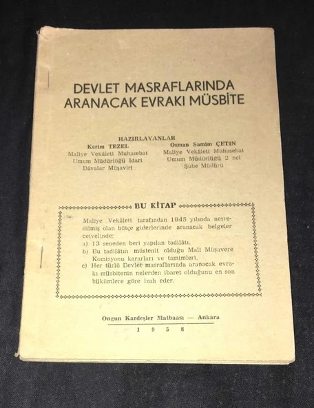 DEVLET MASRAFLARINDA ARANACAK EVRAKI MÜSBİTE (Sahafiye Kitap) ürün görseli 1