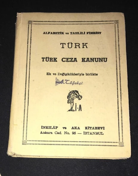 ALFABETİK VE TAHLİLİ FİHRİST TÜRK CEZA KANUNU Ek ve Değişiklikleriyle birlikte (Sahafiye Kitap) ürün görseli 1
