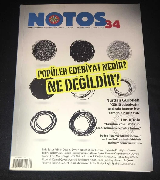 NOTOS ÖYKÜ Haziran Temmuz 2012 Sayı 34 POPÜLER EDEBİYAT NEDİR NE DEĞİLDİR (Sahafiye Kitap) ürün görseli 1