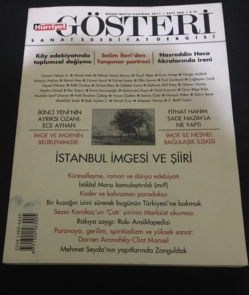 HÜRRİYET GÖSTERİ Nisan Mayıs Haziran 2011 Sayı 304 İSTANBUL İMGESİ VE ŞİİR - SELİM İLERİ'DEN TANPINAR PORTRESİ (Sahafiye Kitap) ürün görseli 1
