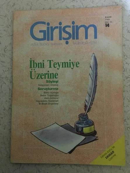 GİRİŞİM Dergisi Kasım 1986 Sayı 14 İBNİ TEYMİYE ÜZERİNE SÖYLEŞİ-Süleyman Uludağ (Sahafiye Kitap) ürün görseli 1