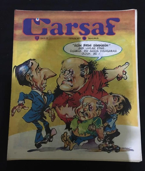 ÇARŞAF Haftalık Gülmece Dergisi Yıl 2 - 7 Eylül 1977 Sayı 37 (Sahafiye Kitap) ürün görseli 1