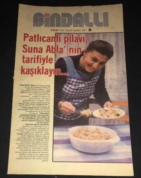 BİNDALLI No 36 patlıcanlı pilavı,SUNA ABLA'nın tarifiyle kaşıklayın (Sahafiye Kitap) ürün görseli 1