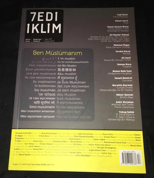 7EDİ - YEDİ - İKLİM Dergisi Şubat 2015 Sayı 299 BEN MÜSLÜMANIM (Sahafiye Kitap) ürün görseli 1