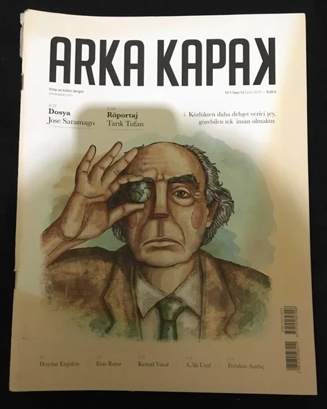 ARKA KAPAK Eylül 2016 Sayı 12 Röportaj TARIK TUFAN-Dosya JOSE SARAMAGO (Sahafiye Kitap) ürün görseli 1
