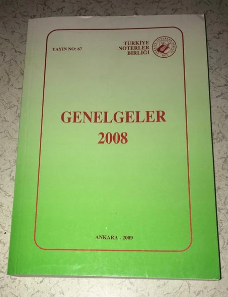 GENELGELER 2008 Türkiye Noterler Birliği (Sahafiye Kitap) ürün görseli 1