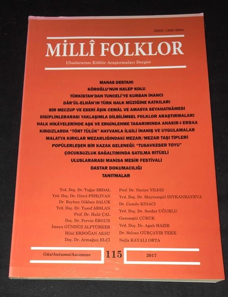 MİLLİ FOLKLOR DERGİSİ 2017 Güz Sayı 115 (Sahafiye Kitap) ürün görseli 1