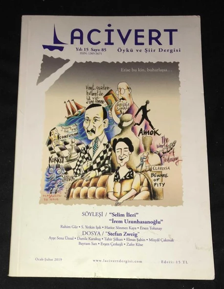 LACİVERT Dergisi Ocak Şubat 2019 Sayı 85 Söyleşi,SELİM İLERİ,İREM UZUNHASANOĞLU (Sahafiye Kitap) ürün görseli 1