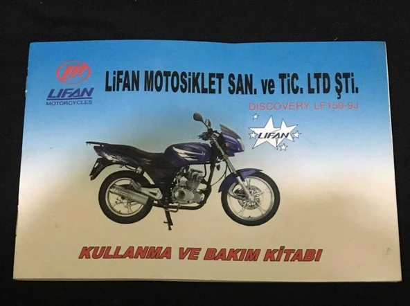 LİFAN MOTOSİKLET DISCOVERY LF150-9J KULLANMA VE BAKIM KİTABI (Sahafiye Kitap) ürün görseli 1