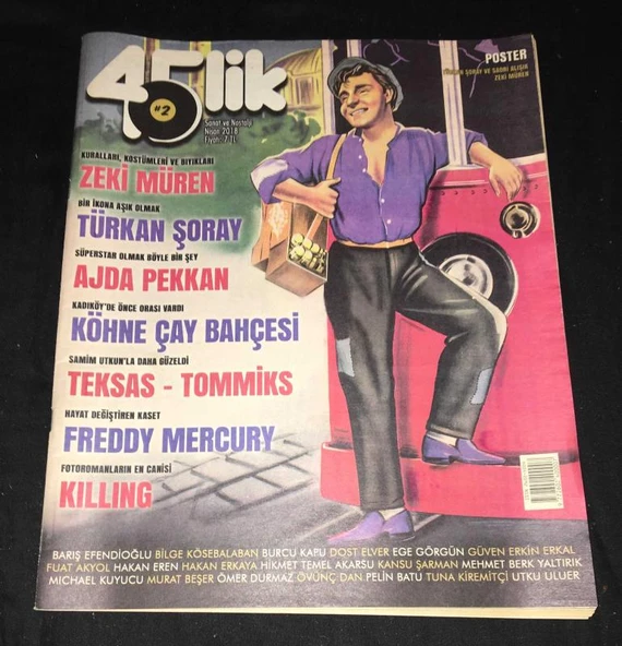 45'lik DERGİ Nisan 2018 Sayı 2 ZEKİ MÜREN,TÜRKAN ŞORAY,AJDA PEKKAN (Sahafiye Kitap) ürün görseli 1