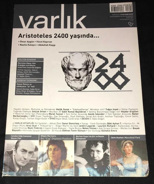 VARLIK Dergisi Ekim 2016 Sayı 1309 Aristoteles 2400 yaşında (Sahafiye Kitap) ürün görseli 1