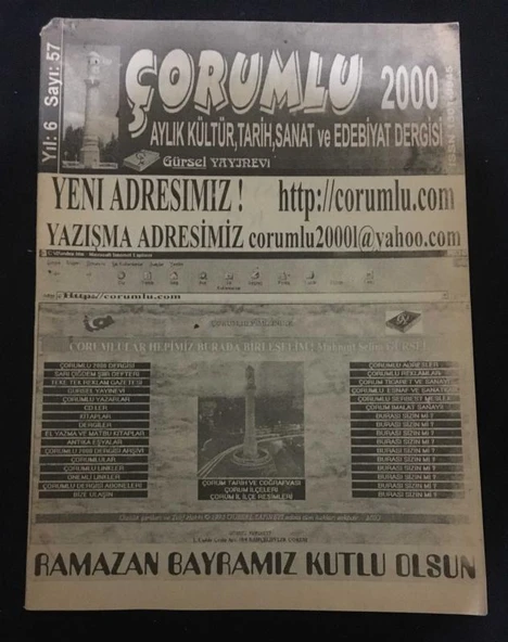ÇORUMLU 2000 DERGİSİ 6 Aralık 2003 Sayı 58 Sümerler'de Hekimlik İlk İlaç Yapımı İlaç Listesi-Ali Emiroğlu (Sahafiye Kitap) ürün görseli 1
