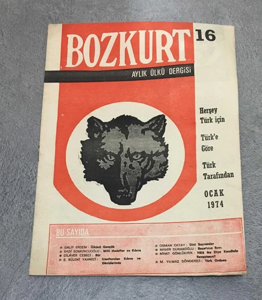 BOZKURT Ocak 1974 Yıl 2 Sayı 16 MİLLİ HEDEFLER VE KIBRIS,Sadi Somuncuoğlu (Sahafiye Kitap) ürün görseli 1