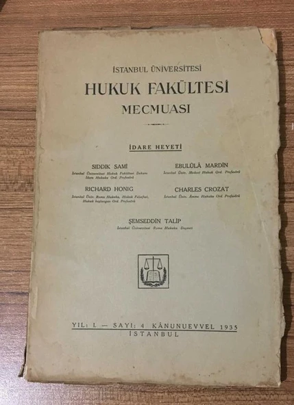 İSTANBUL ÜNİVERSİTESİ HUKUK FAKÜLTESİ MECMUASI Kanunuevvel 1935 Yıl 1 Sayı 4 (Sahafiye Kitap) ürün görseli 1