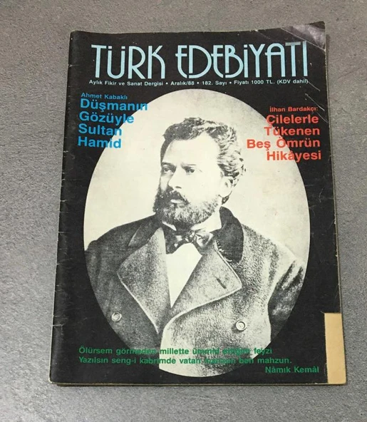 TÜRK EDEBİYATI Aralık 1988 Sayı 182 Düşmanın Gözüyle Sultan Hamid,Ahmet Kabaklı - Çilelerle Tükenen Beş Ömrün Hikayesi,İlhan Bardakçı (Sahafiye Kitap) ürün görseli 1